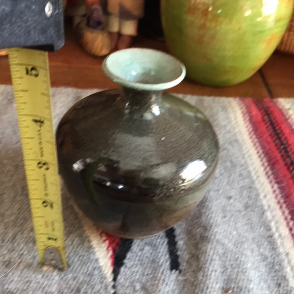 Vintage Glazed Redware Vase - Picture 5 of 9